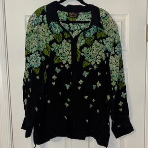 Vintage Bob Mackie Silk Floral Top with bead design